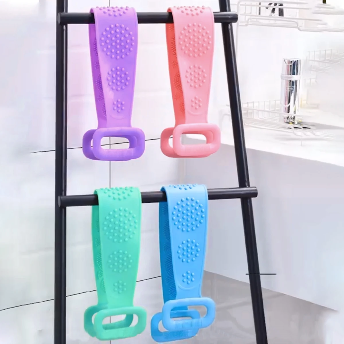 

Bath Shower Silicone Body Brush Bath Belt Exfoliating Back Brush Belt Wash Bathroom Clean Tool Bath Scrub Belts Stain Removal