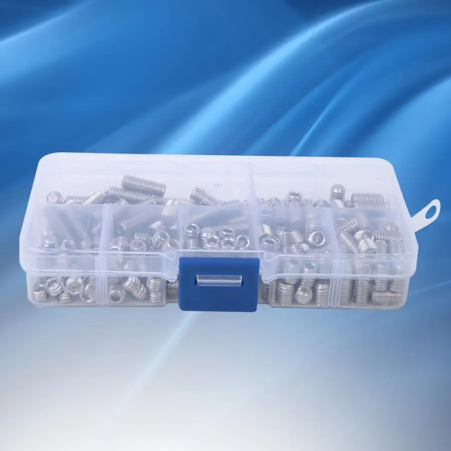212 шт Grub винт M6 Шестигранная розетка набор Плоских точек 304 нержавеющая сталь с