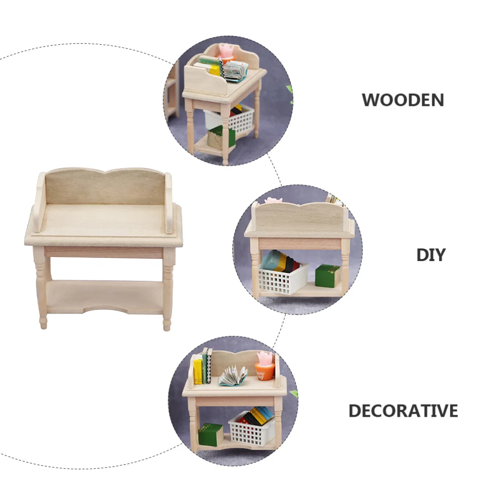 

Desk Mini Wooden Desk Small House Simulation Furniture for DIY