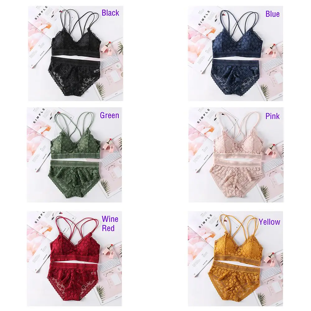 

Women Lace Bra Sets Seamless Underwear Backless Vest Sexy Panties Padded Female Intimates Bralette Lingerie