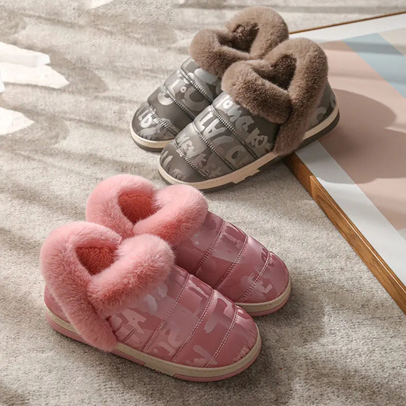 

Woman Slippers Fashion Print Women Snow Boots Indoor Outdoor Winter Slippers For Women Waterproof Plush warm Home slippers
