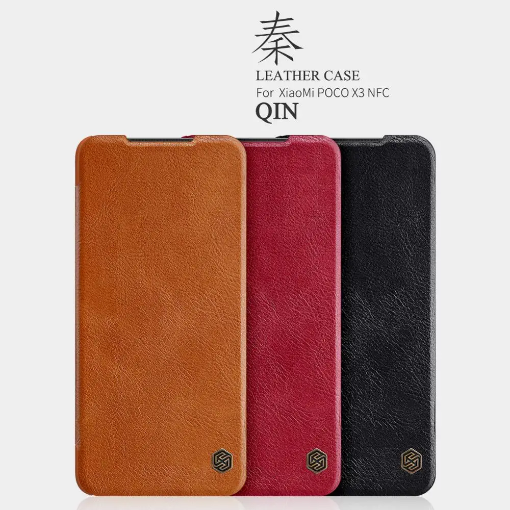 

Кожаный чехол для Poco X3 NFC Nillkin QIN, защитный флип-чехол, чехол-кошелек для телефона Xiaomi POCO X3 NFC с роскошной упаковкой