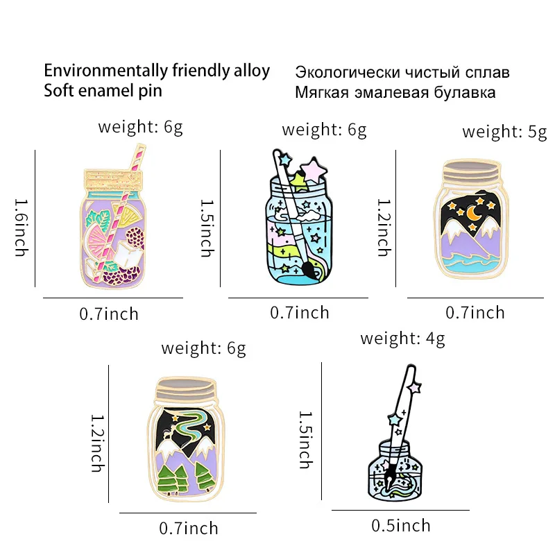 Эмалевые булавки в виде бутылки с чернилами фрукты чай брошь Ювелирное Украшение