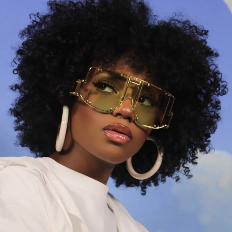 

new punk oversized square one piece sunglasses women 2020 luxury brand retro metal rivet large frame sun glasses female shades