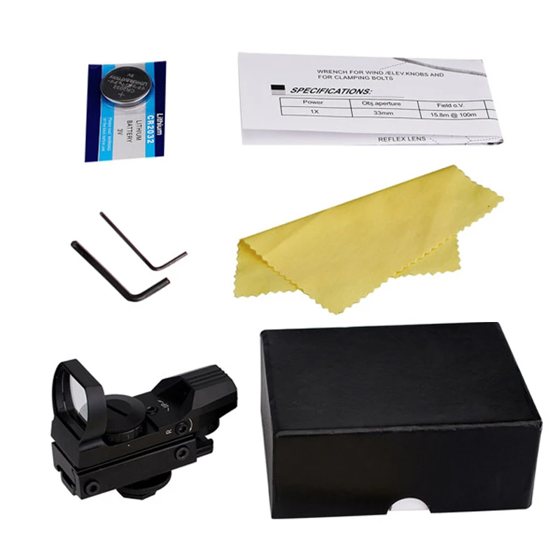 

20mm / 11mm Holographic Sight Rifle Scope Hunting Optics Tactical Aiming Device 4 Reticle Collimator Sight Reflex Red Green Dot