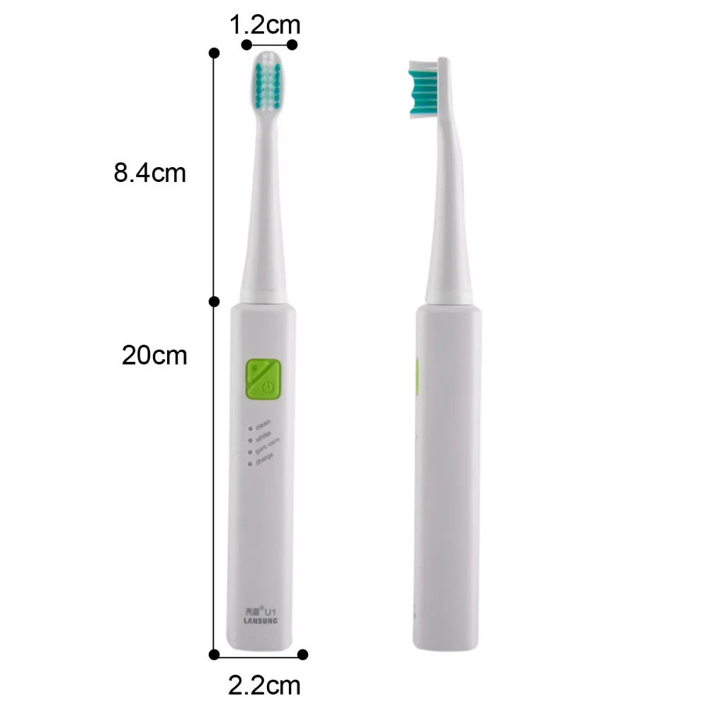 

LANSUNG Ultrasonic Sonic Toothbrush USB Charge Rechargeable With 4 Pcs Replacement Heads Tooth Brushes Timer Brush