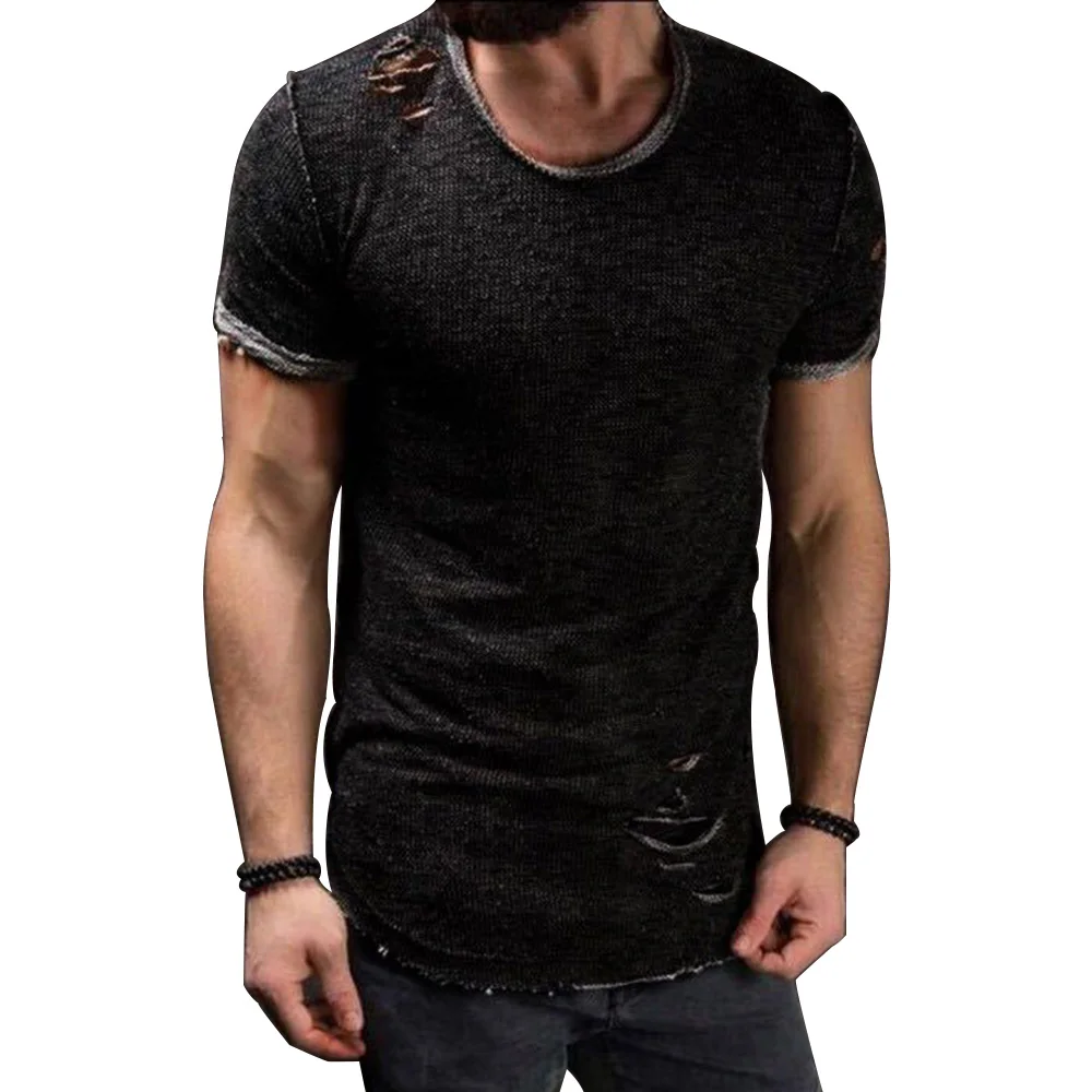Мужская футболка с коротким рукавом повседневная облегающая круглым вырезом