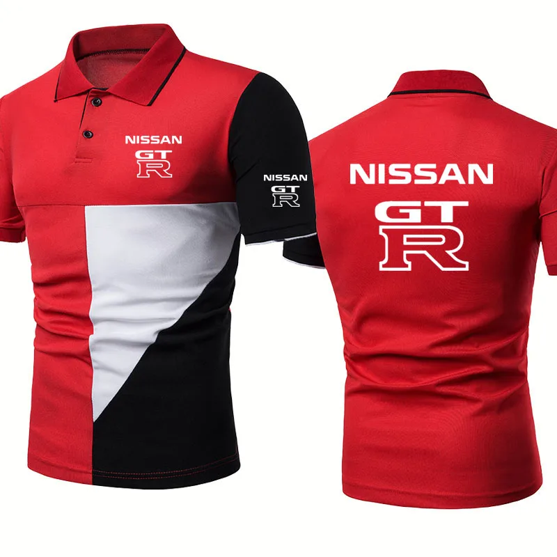 

Fashion Summer Men's polo shirt GTR Car Logo Printed casual trend Splicing Raglan High Quality Cotton Men's short sleeve tops