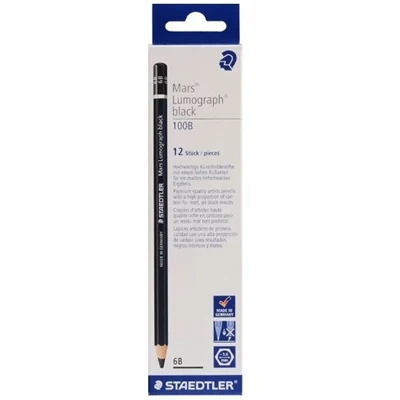 12 шт., профессиональный карандаш Staedtler 100B, карандаши для рисования, Студенческие карандаши для рисования, угольный карандаш, школьные канцелярские принадлежности, офисные принадлежности - Цвет: 6B