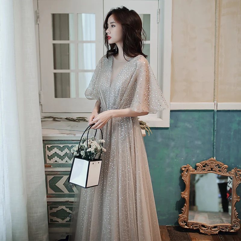 Женское Платье трапециевидного силуэта с v-образным вырезом коротким рукавом для