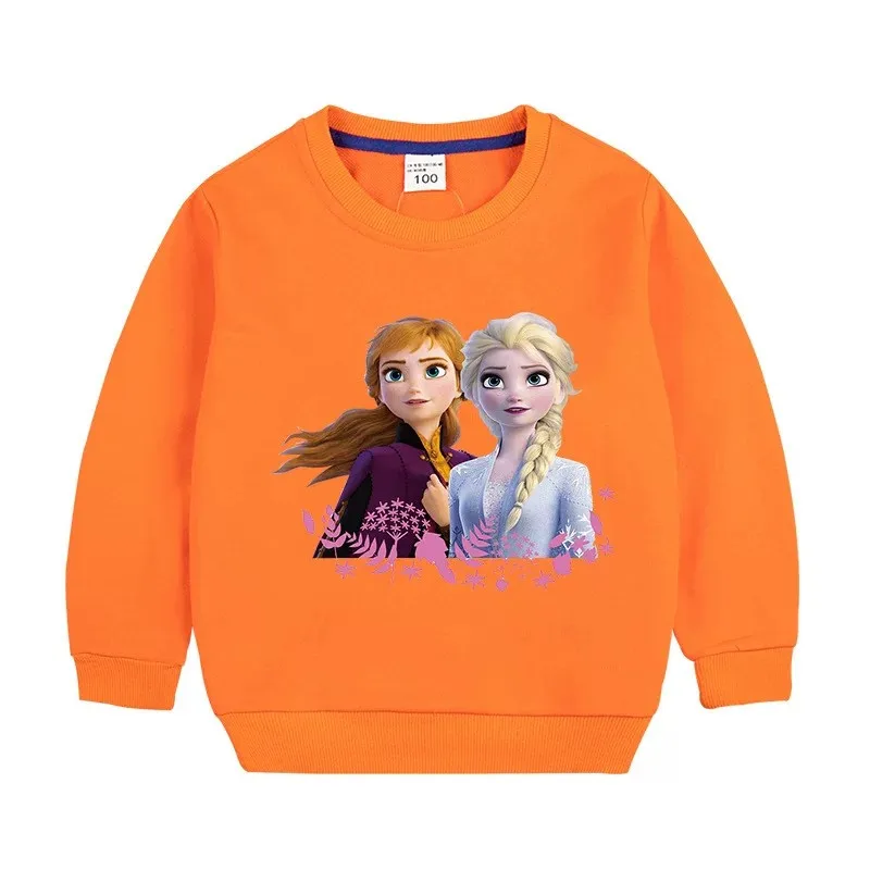 Spring Autumn Disney Frozen Elsa Anna Girl Hooded Sweatshirts Cotton Cartoon Print Kids Pullover Tops Children Sportswear | Детская