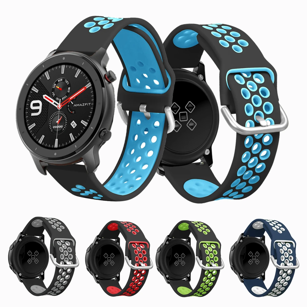 Ремешок сменный для смарт часов Xiaomi Huami Amazfit GTR силиконовый браслет Bip Pace Stratos 20 мм 22