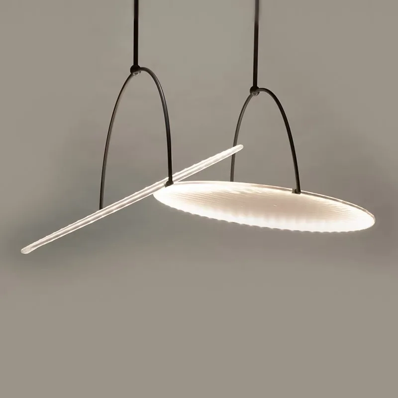 Lámpara LED redonda Estilo nórdico minimalista para restaurante, candelabro decorativo con diseño de OVNI, para sala de estar, comedor, bar, cafetería y tienda