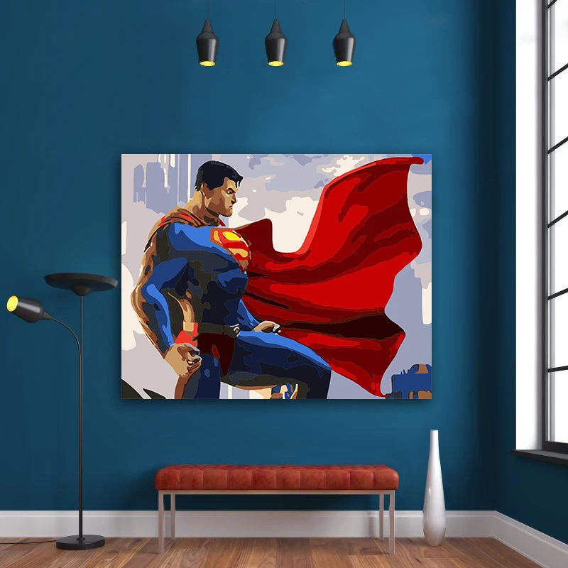 Картина по номерам супер герой сталь воин Супермен Паук фильм черный рыцарь