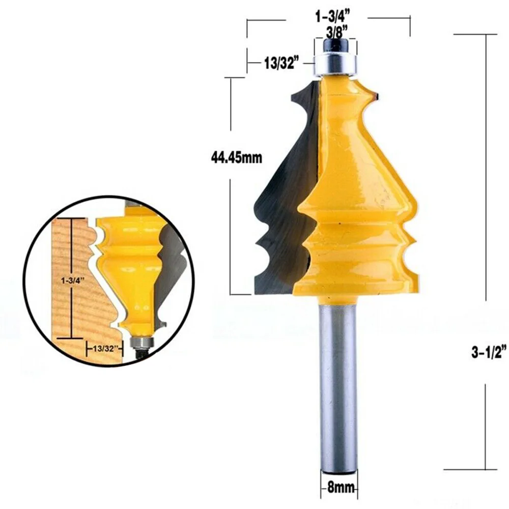 

8mm Shank Milling cutter Carbide Yellow Router bits CNC Trimming Carving