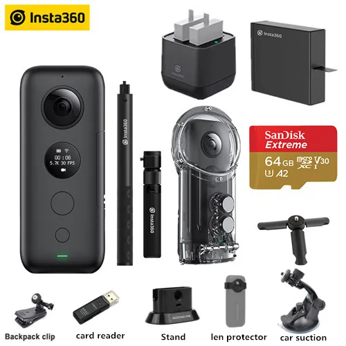 Insta360 ONE X VR 360 панорамная камера для iPhone и Android 5,7 K видео 18MP фото Экшн-камера для дайвинга чехол для Insta360 - Цветной: Kit G add charger