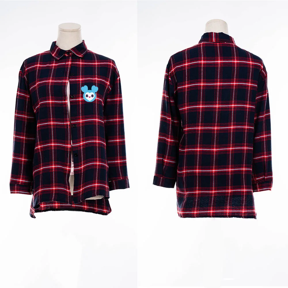 Kpop Twice для женщин весна осень свежий плед верхняя одежда с длинным рукавом