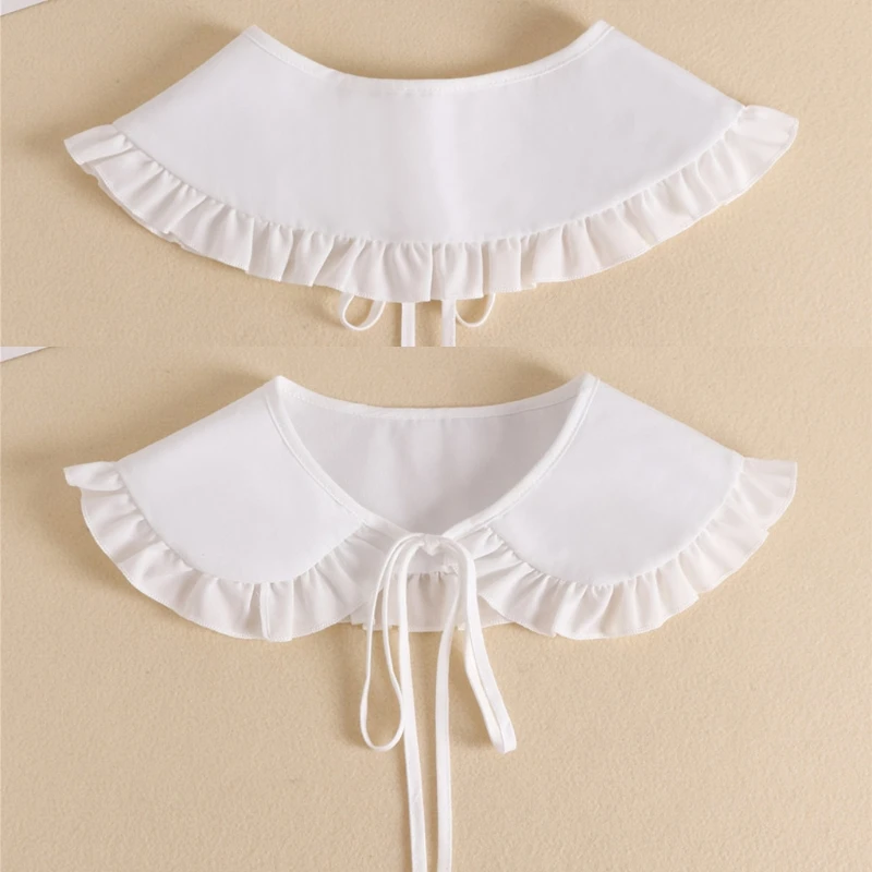 Preppy Style Women  Tiered  Fake Collar Shouder Wrap Student Adjustable Ribbon Bowknot Bottoming Shirt Shawl Dropshipping