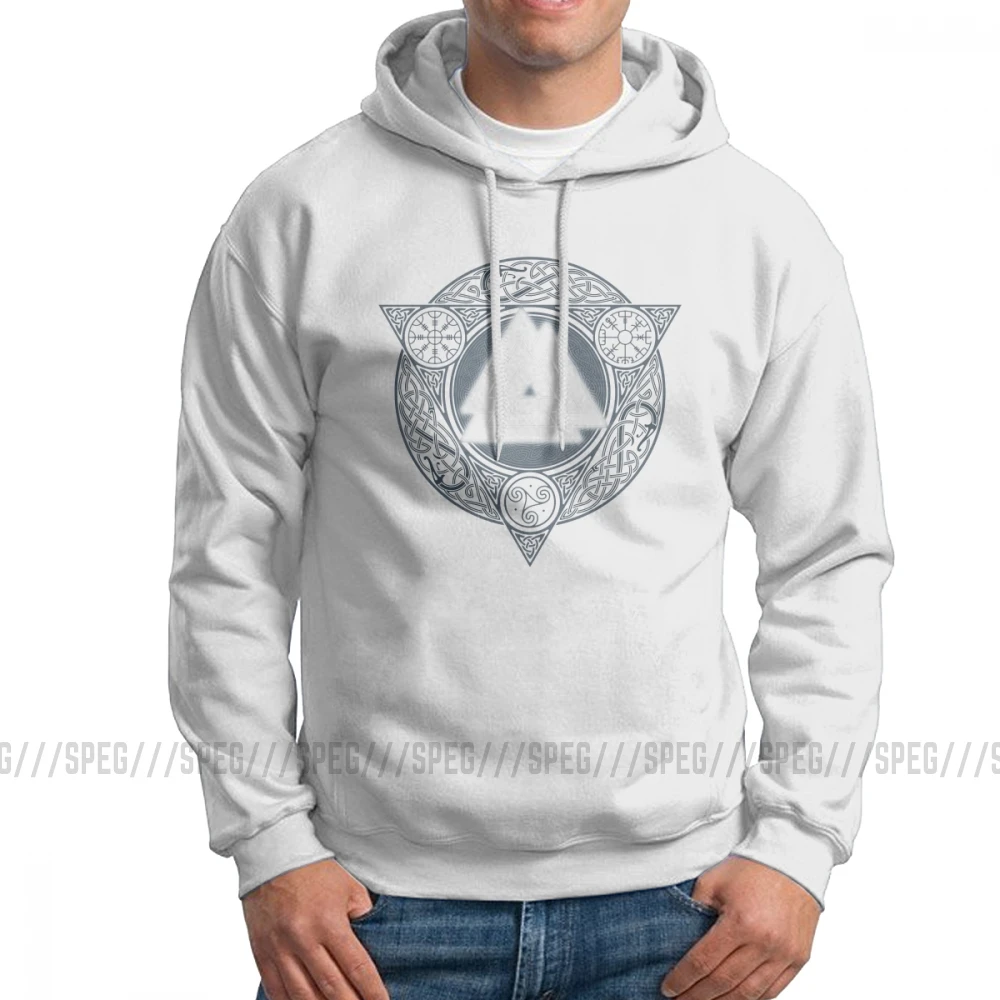 Мужская толстовка с капюшоном Valknut Ice Flame Vikings Valhalla Odin серый свитер из очищенного хлопка пуловер Новинка