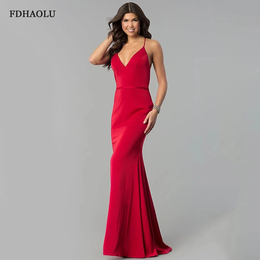 Женское вечернее платье-Русалка AE24, длинное сексуальное платье с V-образным вырезом для выпускного вечера