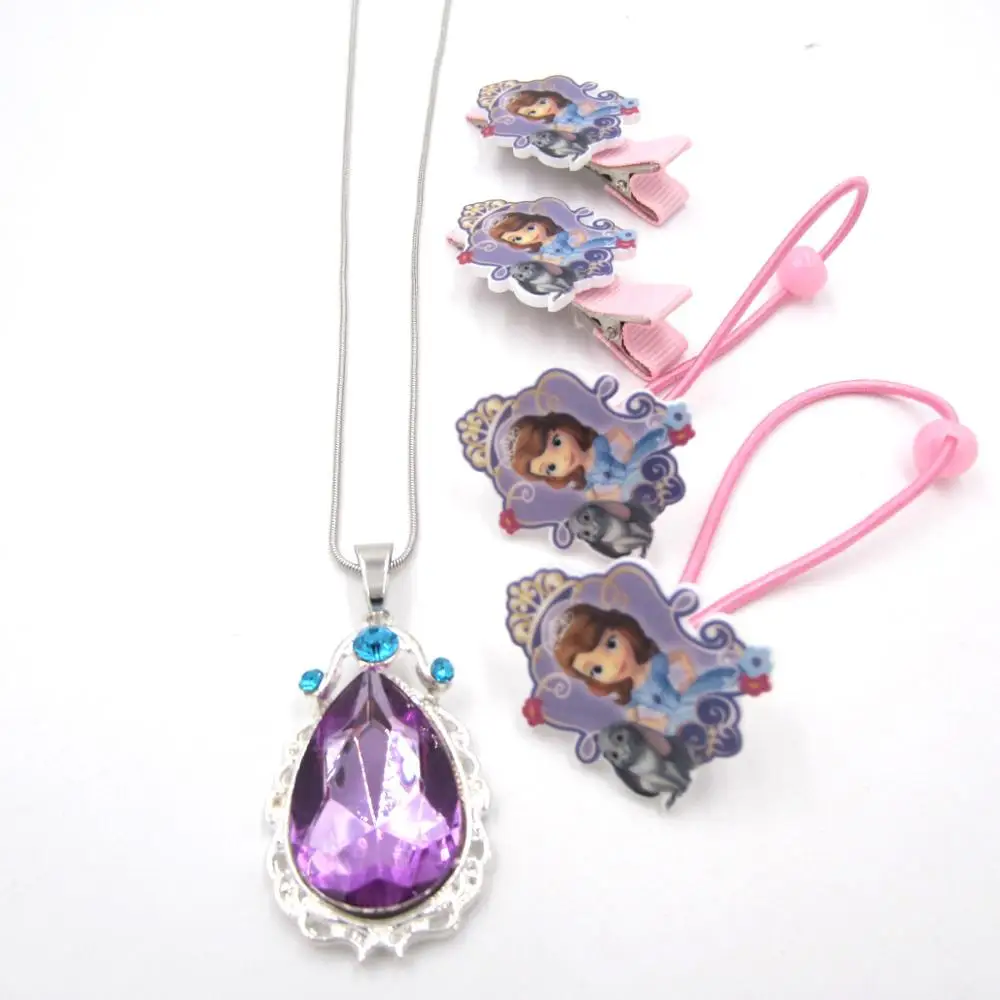 Новинка 3 шт./компл. детское ожерелье для девочек София подарок детей фиолетовый