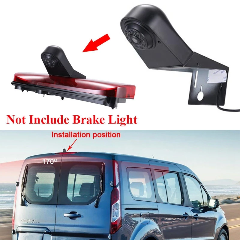 

HD Rearview Backup Camera Night Vision 3Rd Brake Light Parking Camera for Ford Transit Connect 2014-2017 VAN 3 MPV BUS