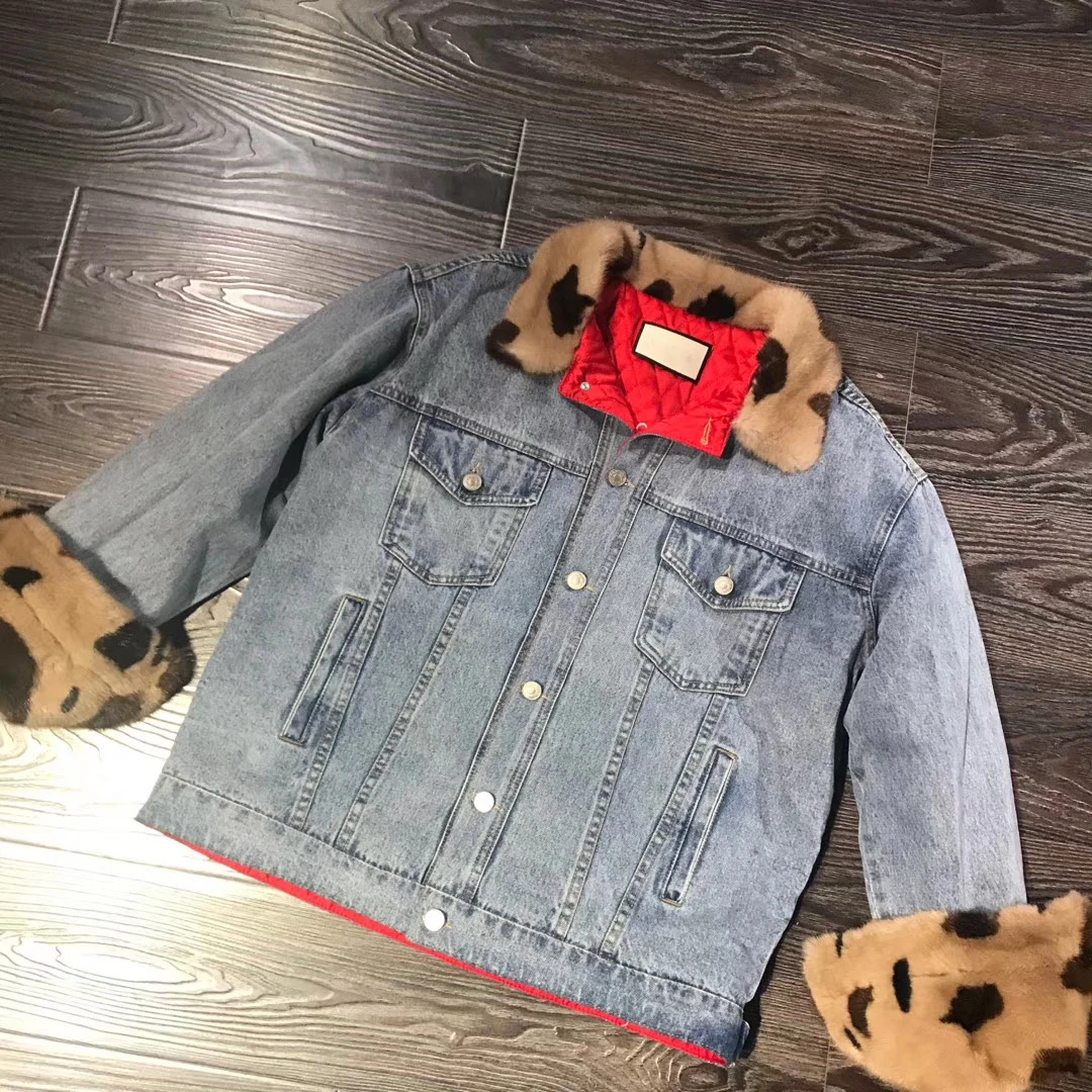 

Женская джинсовая куртка с натуральным мехом норки, Повседневная зимняя куртка большого размера, 2020