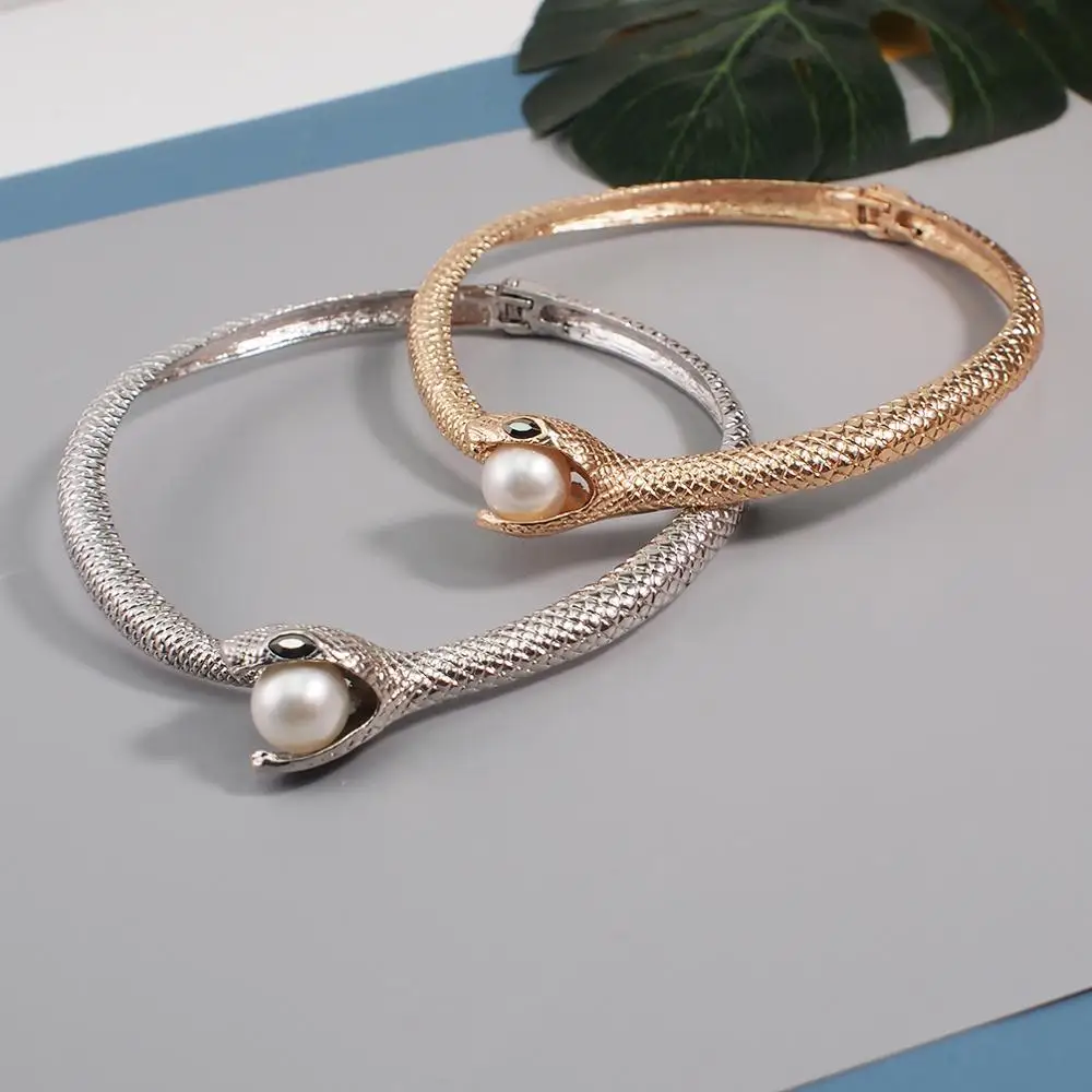 Змея с имитацией жемчуга изогнутая планка дизайн шейный воротник чокер ожерелье