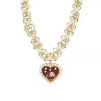 trendy pearl heart pendant necklace alloy chain necklace for women accessories fashion jewellery