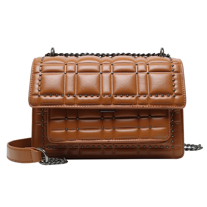 

Luxury Rivet Design Crossbody Bags High Quality PU Leather Shoulder Handbags Women's Cross Body Bag Small Square Bag