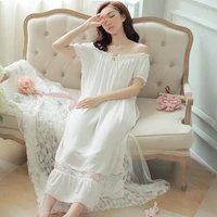 home dress for sleeping womens long sleeping dress white nightgown short sleeve summer nightdress elegant vintage pijama