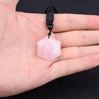 natural energy stone necklaces for women black obsidian six stars pink crystal amulet pendants necklaces jewelry drop shipping