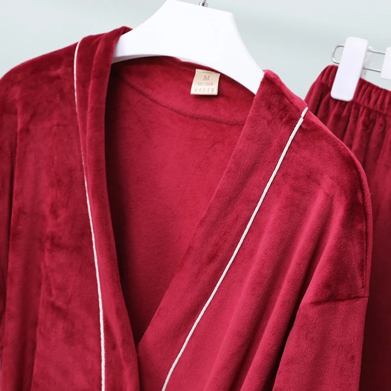 Новинка Женский бархатный комплект из 3 предметов Элегантная пижама Осенний