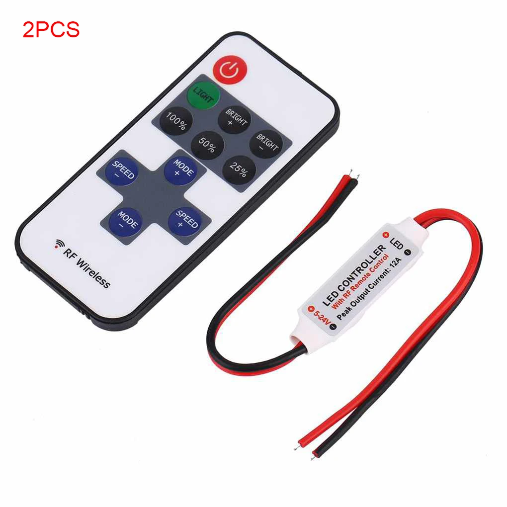 

2pcs Mini DC 12V Led Controller Dimmer 6A Wireless RF Remote Control Single Color Strip Lighting 3528 5050 5630 2835 led strip