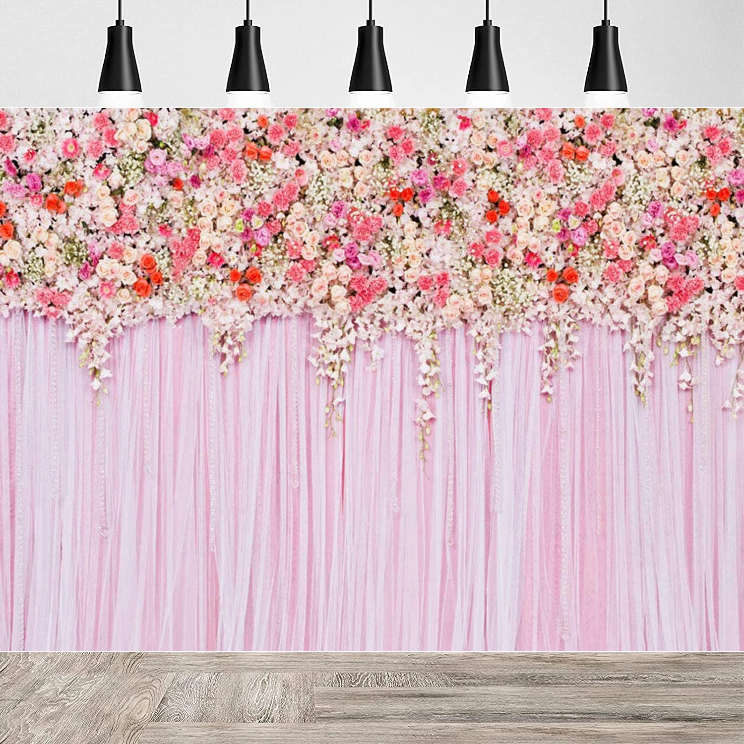 

Розовый висячий цветочный Печатный фон для студийной фотосъемки фон для свадебной вечеринки баннер цветочный День рождения ребенок душ фо...