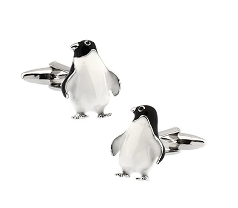 Penguin Cuff Links For Men Cute Animal Design Quality Brass Material Black Color Cufflinks Wholesale&ampretail | Украшения и