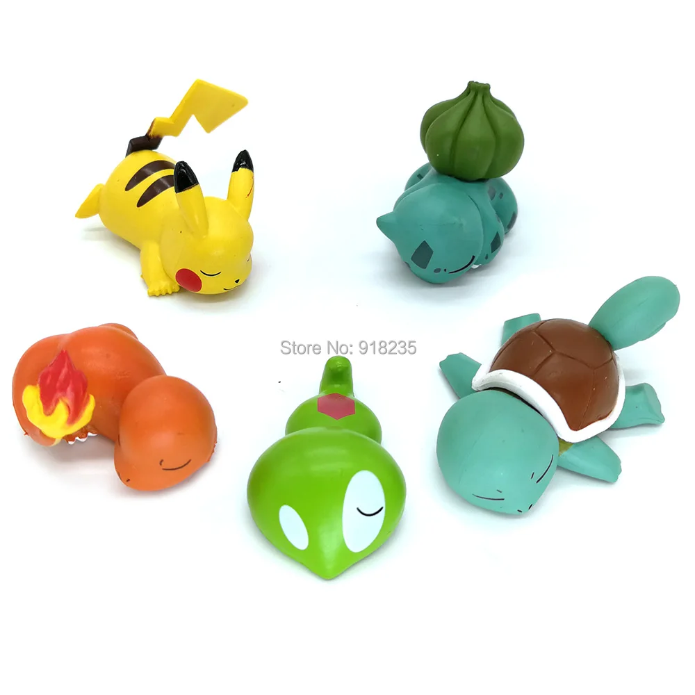 10/лот 5 6 шт./компл. Мини фигурки из ПВХ спальный пика чупин Fennekin Goomy Treecko 3 см