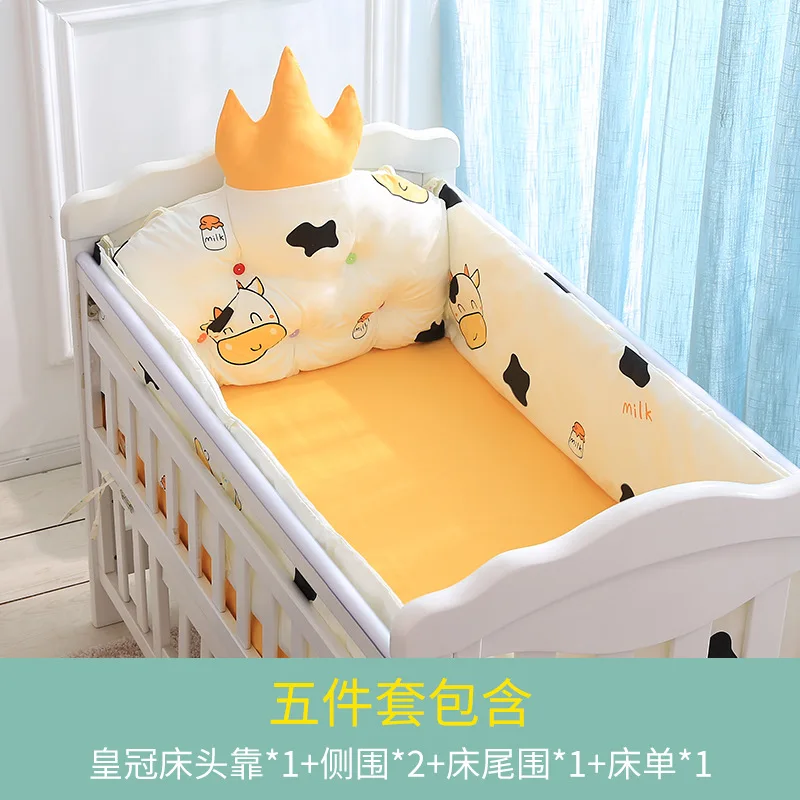 

5pcs A Variety of Pattern Designs Crib Bedding Set Cotton Toddler Baby Bed Linens Include Baby Cot Bumpers Bed Sheet Pillowcase