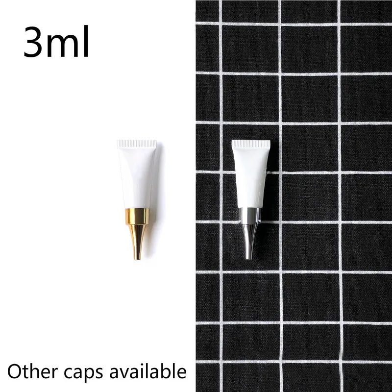 

3ml White Plastic Squeeze Tube Empty 3g Cosmetic Container Lotion Eye Cream Storage Refillable Small Soft Bottle Free Shipping