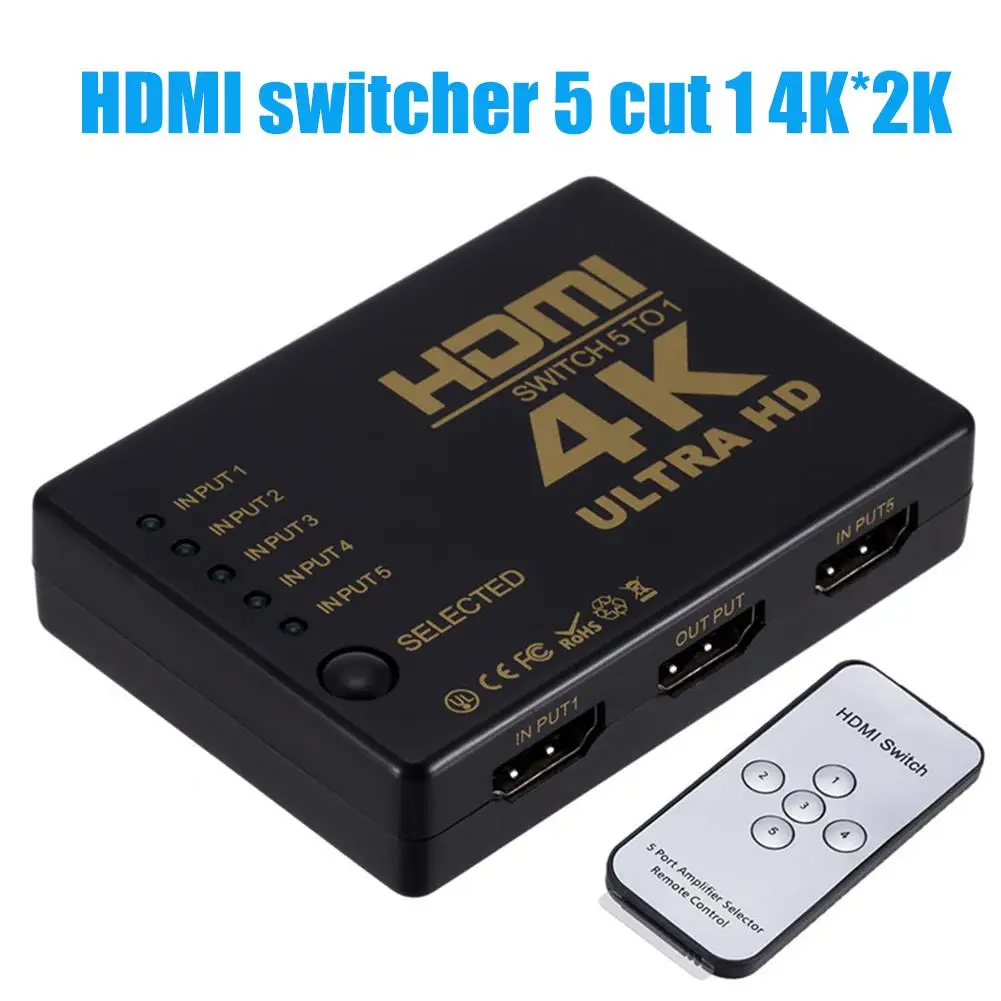 Mini HD 4K x 2K 5 портов HDMI Переключатель Селектор с ИК-пультом дистанционного