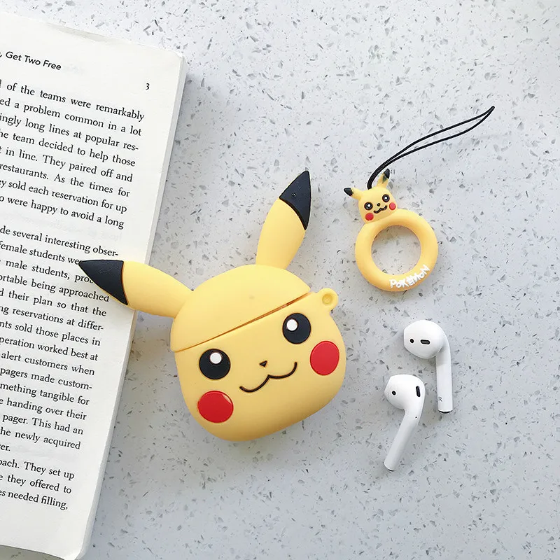 as pic Чехол для AirPods, милый мультяшный защитный чехол, беспроводной чехол для наушников Air pods 2, чехол для наушников с кольцом на палец - Цвет: as pic