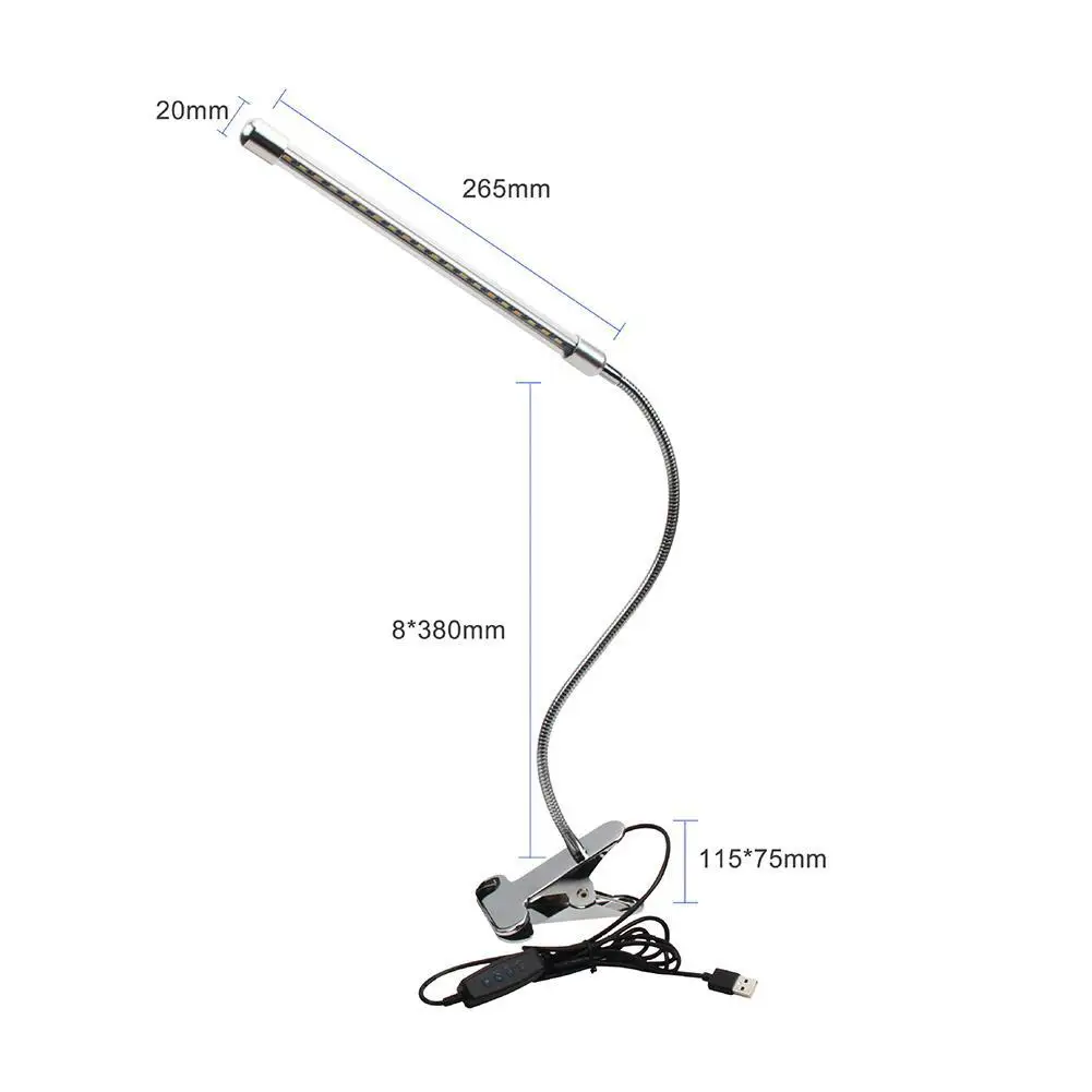 

Flexible 3X / 5X USB 3 Colors Lamp Magnifier Clip-On Jewelry LED Table Reading Big Magnifier Desk Top Illuminated Lens / F2U0