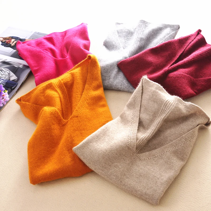 Жилет женский шерстяной с длинным рукавом вязаный жилет в Корейском стиле