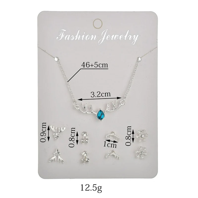 Fashion Mini Flower Faux Pearl Cross Heart Moon Pendant Jewelry for Women Exquisite Silver Color Necklace Ear Studs Set Gift | Украшения и