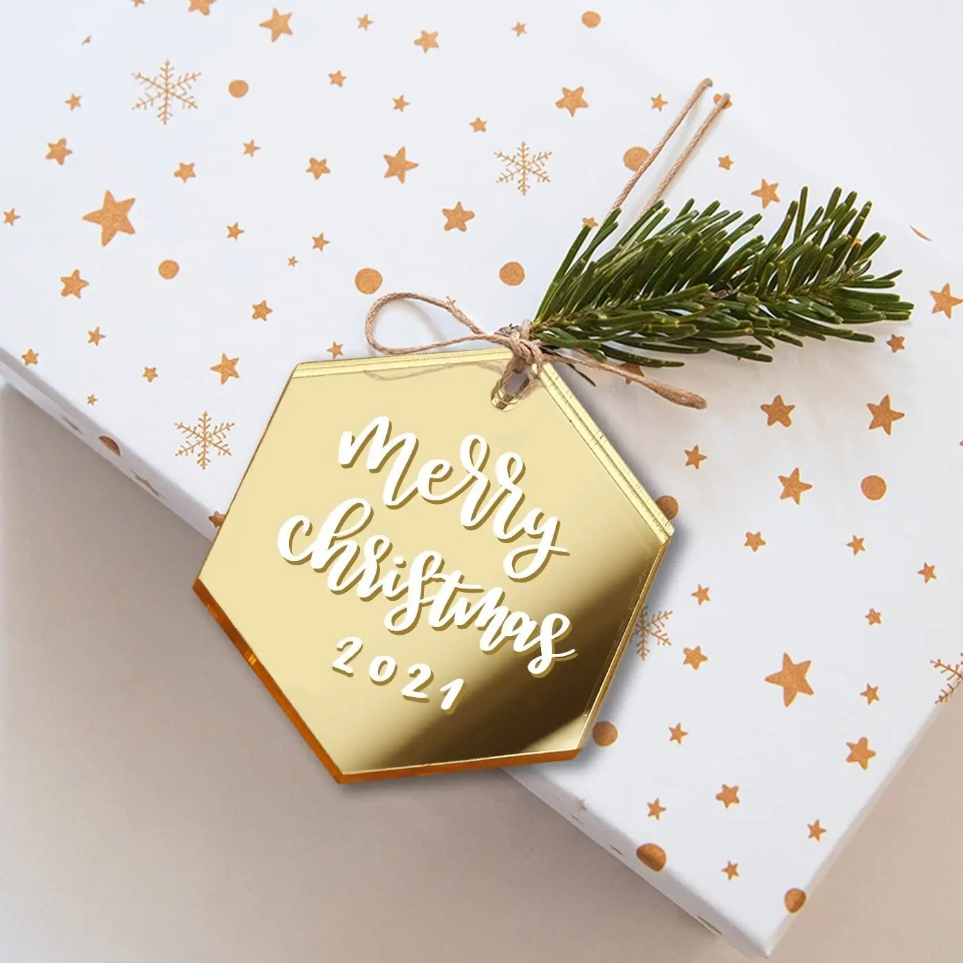 

Шестигранная Золотая зеркальная фотография, 3 дюйма, ярлык с именем чулки, Подарочная бирка «сделай сам», Боул для дерева, 20 упаковок