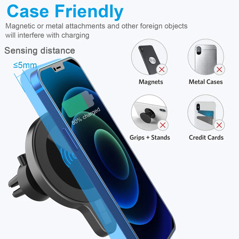 15w qi wreless car charger magnetic phone holder for iphone 12 car air outlet magnetic fast charger for iphone 12 free global shipping