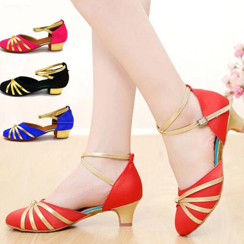 Туфли женские для латиноамериканских танцев обувь Танго/бальных низкий каблук 3-4