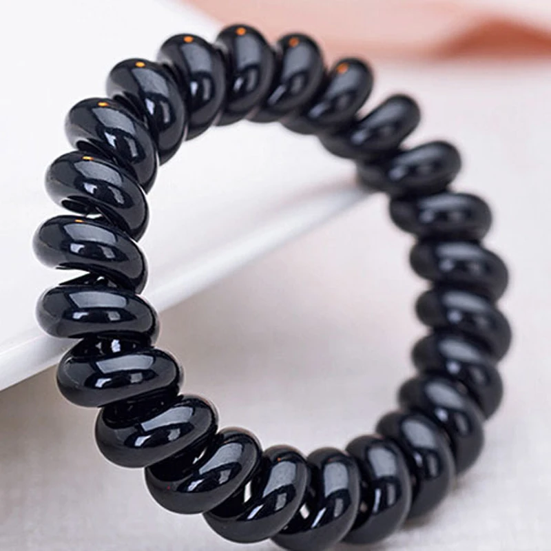 10/15/20Pcs Black Telephone Wire Line Elastic Hair Bands for Girls Scrunchies Spring Rubber Band Gum Accessories |