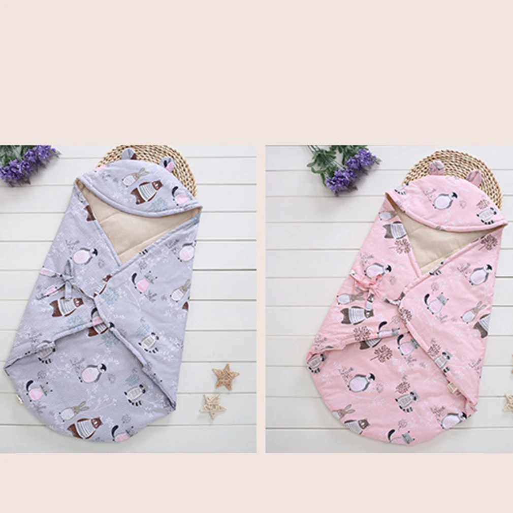 

Baby Cartoon Blankets New Thicken Cotton Infant Swaddle Hat Envelope Stroller Wrap Newborn Bedding Blanket Quilt Toddler