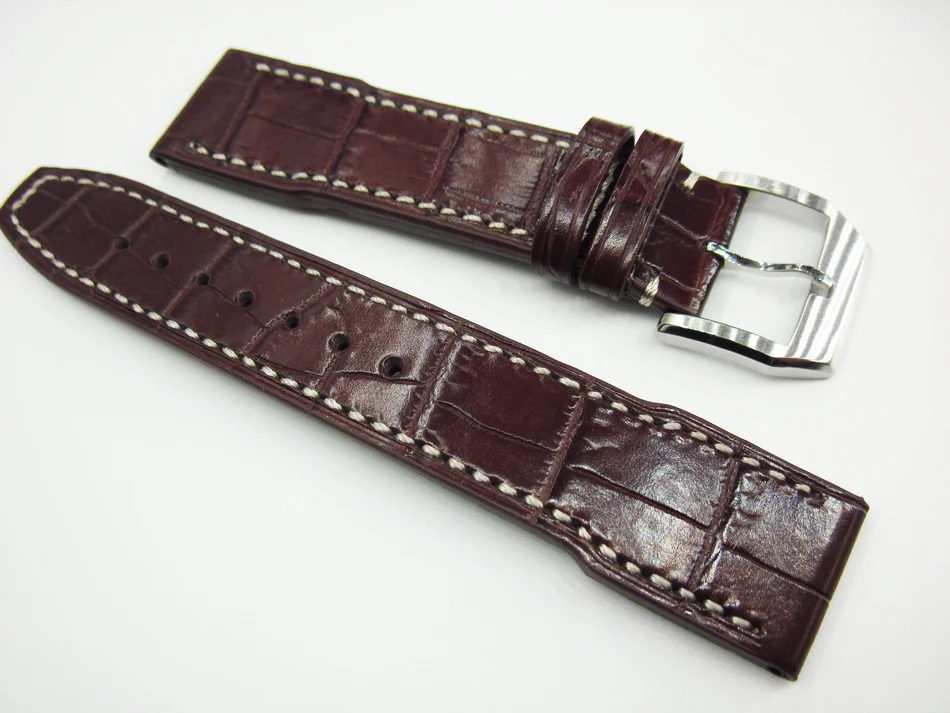 New Upscale Alligator leather strap high quality watch belt Handmade wristband Calfskin watchbands pin buckle leather strap 20mm